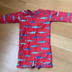 Shark Print Kids Swim Suit - Red